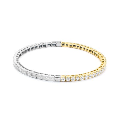 Bracelet Riviere or jaune or blanc diamants Raynal