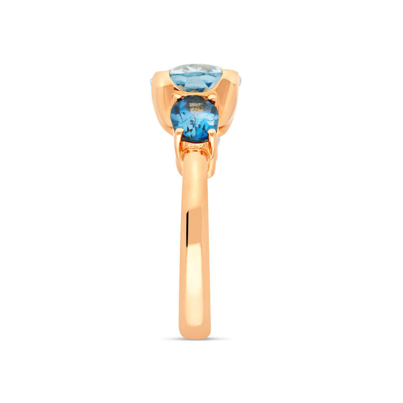 Marine” ring, pink gold, topaz, Raynal