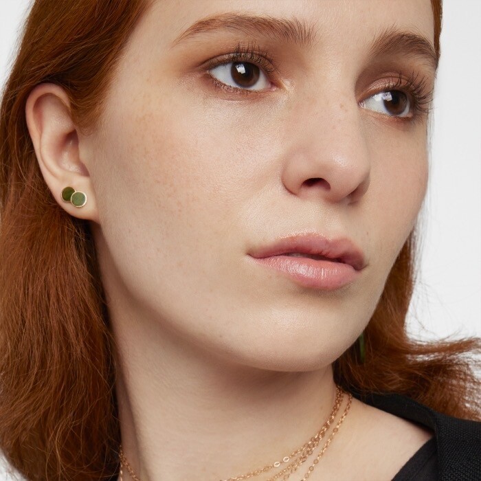 GINETTE NY EVER disc studs, rose gold, jades