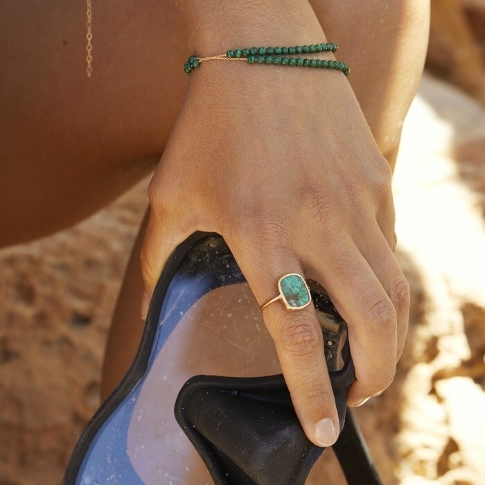 GINETTE NY MARIA bracelet, rose gold and malachite