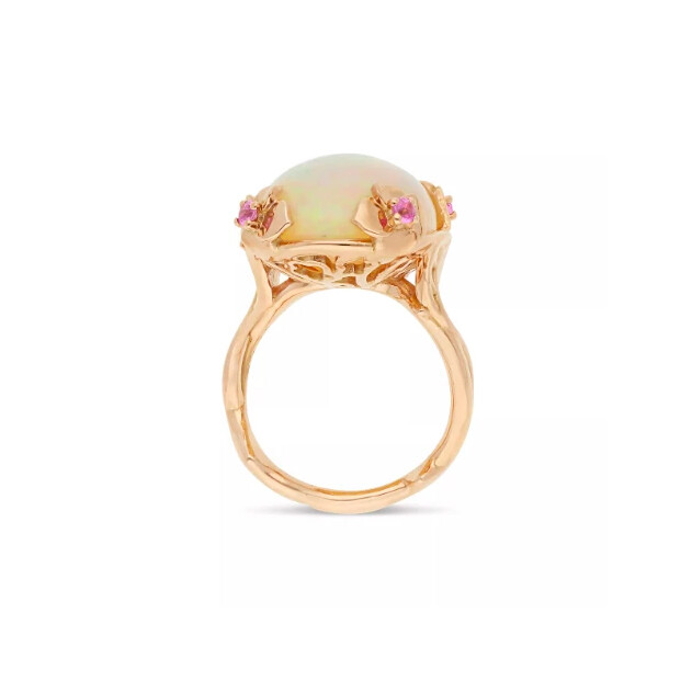 Bague Jardin d'Eté Raynal en or rose opale d'Éthiopie et saphirs