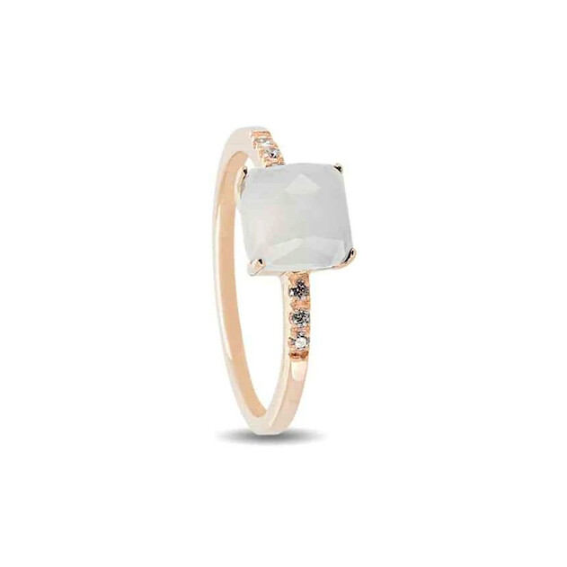 Bague Raynal en or rose, diamants et quartz