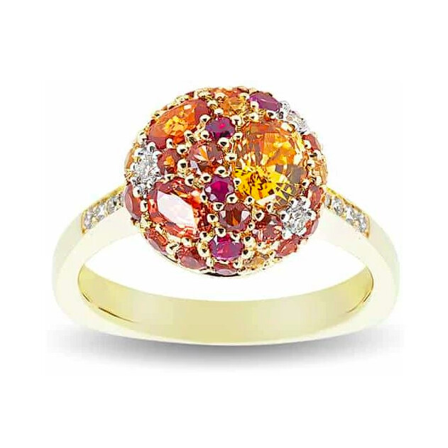 Bague Raynal en or jaune, diamant, saphir et citrine