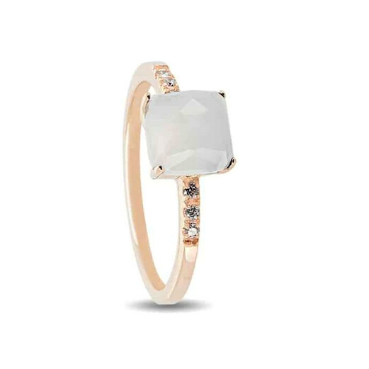 Bague Raynal en or rose, diamants et quartz