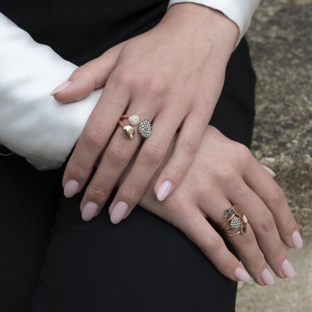 Bague Galet or rose diamants Raynal