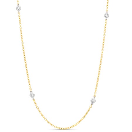 Collier sautoir or jaune, or blanc, diamants Raynal