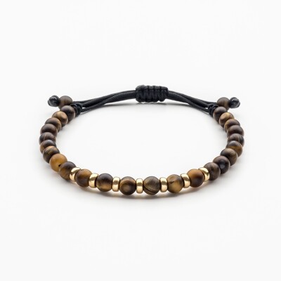 Bracelet homme or jaune oeil de tigre