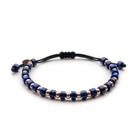 Bracelet homme or rose lapis lazuli