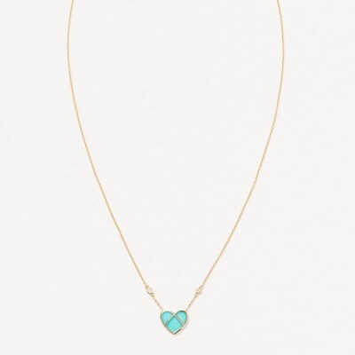 Collier Poiray L'Attrape Coeur petit modèle en or jaune et turquoise