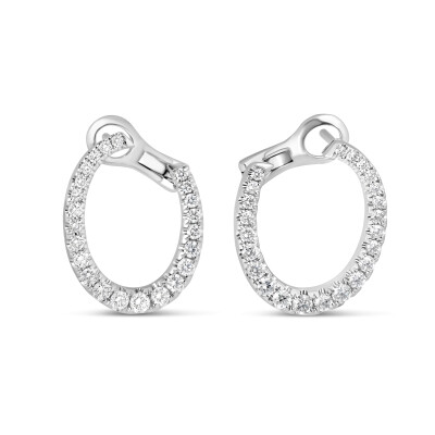 Boucles créoles or blanc diamants Raynal