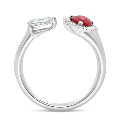 Bague Raynal Ifire en or blanc, diamants et rubis