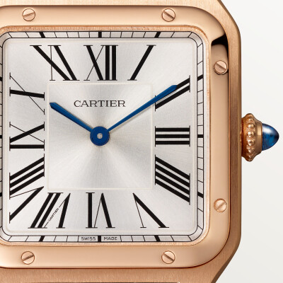 Cartier Santos-Dumont watch, Large model, quartz movement, rose gold, leather