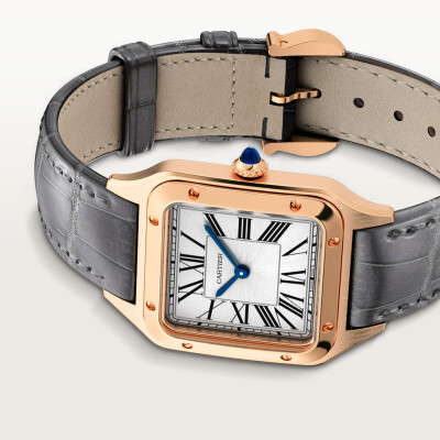 Cartier Santos-Dumont watch, Large model, quartz movement, rose gold, leather