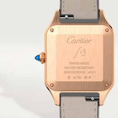 Cartier Santos-Dumont watch, Large model, quartz movement, rose gold, leather