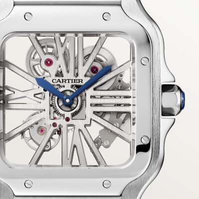 Montre Santos de Cartier Grand modèle, mouvement mécanique manuel, acier