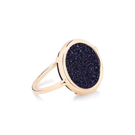 Bague Ginette NY BABY DISC RINGS en or rose et blue sand stone