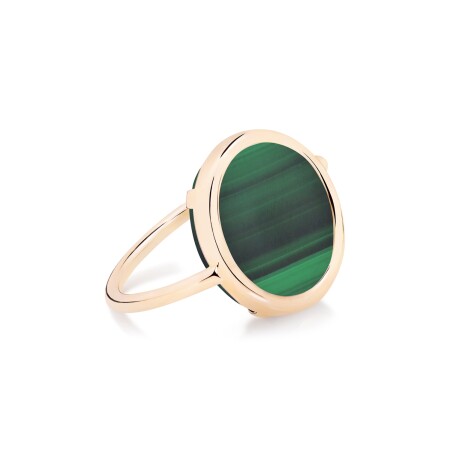 Bague Ginette NY BABY DISC RINGS en or rose et malachite