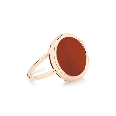 Bague Ginette NY BABY DISC RINGS en or rose et agate rouge