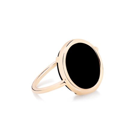 Bague Ginette NY BABY DISC RINGS en or rose et onyx