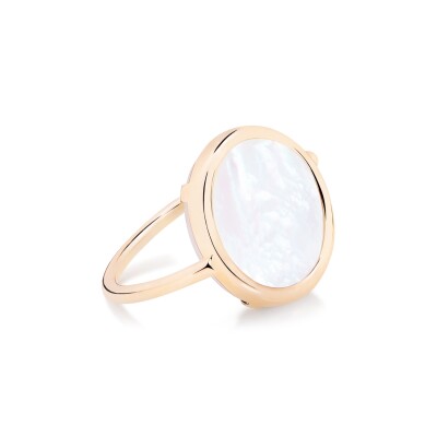 Bague Ginette NY BABY DISC RINGS en or rose et nacre blanc