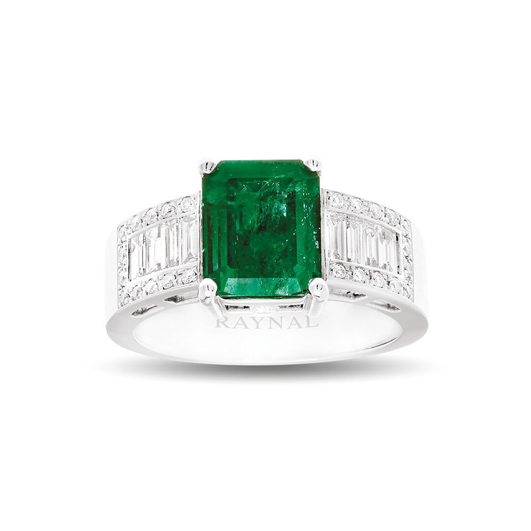Bague Raynal Héritage d’Émeraude or blanc diamant émeraude