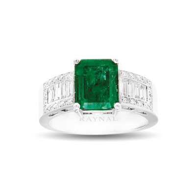 Bague Arya Heritage or blanc diamant émeraude