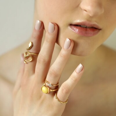 Bague or jaune Lotus Ambre Ole Lynggard