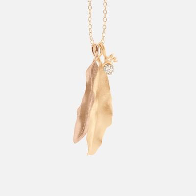 Pendentif or rose feuille