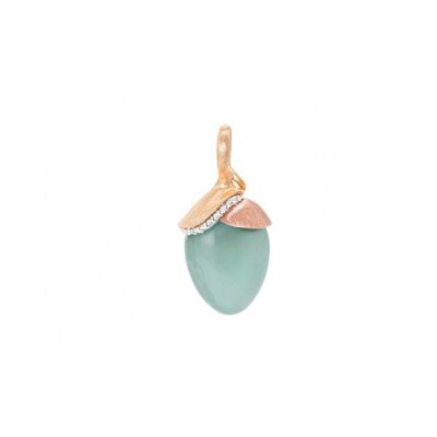 Pendentif or jaune diamants Lotus aigue marine