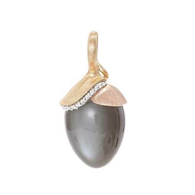 Pendentif or jaune Diamant Lotus pierre de lune