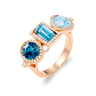 Bague Icone or rose topazes, diamants
