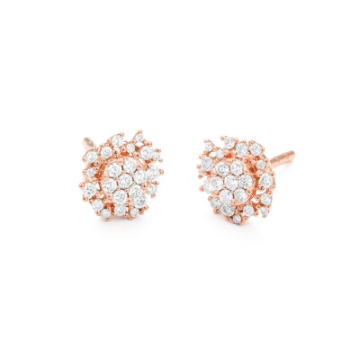 Boucles d'oreilles Fleurs de Givre or rose diamants