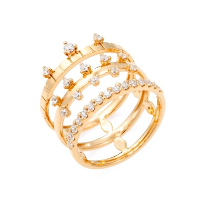 Bague Diadème or rose diamants