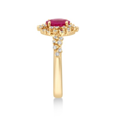 Bague Princesse or rose diamants rubis