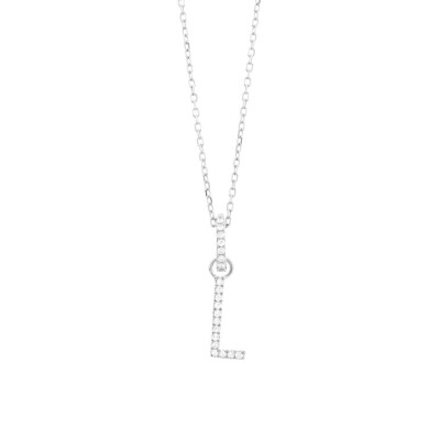 Pendentif Lettre L or blanc diamants
