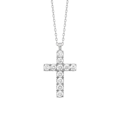 Pendentif Croix de Lumière or blanc diamants