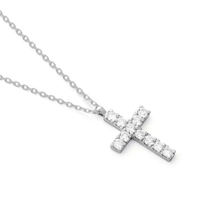 Pendentif Croix de Lumière or blanc diamants
