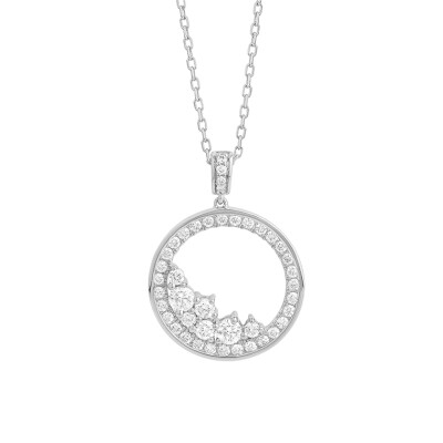 Pendentif Clair de Lune or blanc diamants