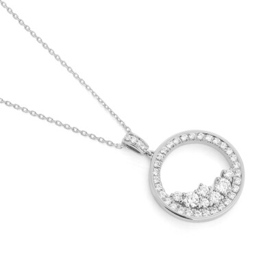 Pendentif Clair de Lune or blanc diamants