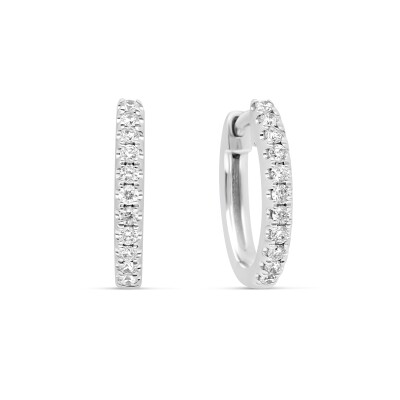 Creoles ovales Pures or blanc diamants