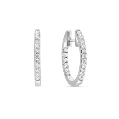 Boucles d'oreilles Créoles or blanc diamants