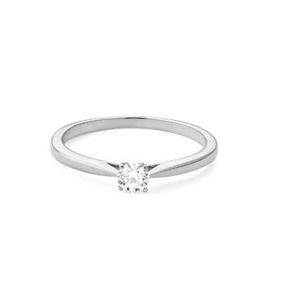 Bague Solitaire Classique 4 griffes or blanc diamant