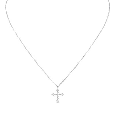 Chaine Pendentif Croix de Lumière or blanc, Diamant