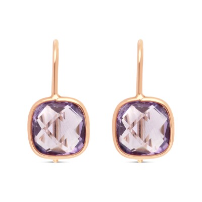 Boucles d'Oreilles Reflets or rose Améthyste