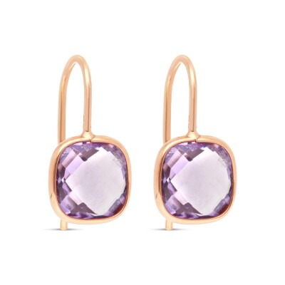 Boucles d'Oreilles Reflets or rose Améthyste