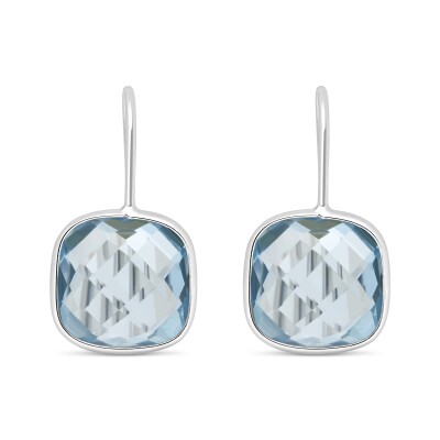 Boucles d'Oreilles Reflets or blanc Topaze Bleue GM