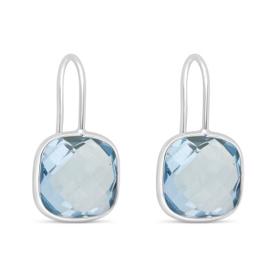 Boucles d'Oreilles Reflets or blanc Topaze Bleue GM