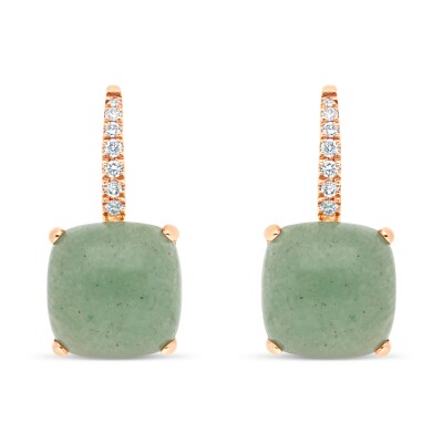 Boucles d'oreilles Ecume or rose Diamant Aventurine