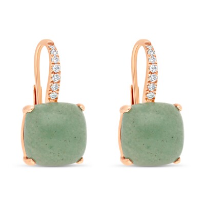 Boucles d'oreilles Ecume or rose Diamant Aventurine