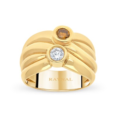 Bague Godon Duo Solaire or jaune Diamant, Saphir jaune
